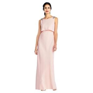 Adrianna Papell - AP1E202958 Embellished  Gown Pink Shell sz 6 MOB $500